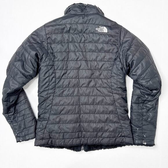 The North Face Reversible Mossbud Jacket Girls Medium 10 12 Black Quilted Fleece - Picture 3 of 10
